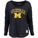 Michigan Wolverines Original Retro Brand Women's Relaxed Ribbed Long Sleeve T-Shirt - Navy