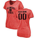Illinois State Redbirds Women's Personalized Distressed Basketball Tri-Blend V-Neck T-Shirt - Red