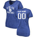 Indiana State Sycamores Women's Personalized Distressed Basketball Tri-Blend V-Neck T-Shirt - Royal