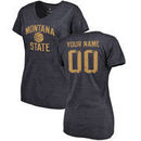 Montana State Bobcats Women's Personalized Distressed Basketball Tri-Blend V-Neck T-Shirt - Navy