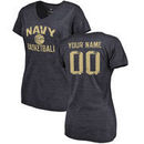Navy Midshipmen Women's Personalized Distressed Basketball Tri-Blend V-Neck T-Shirt - Navy
