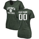 Ohio Bobcats Women's Personalized Distressed Basketball Tri-Blend V-Neck T-Shirt - Green