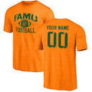 Florida A&M Rattlers Personalized Distressed Football Tri-Blend T-Shirt - Orange