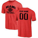 Miami University RedHawks Personalized Distressed Football Tri-Blend T-Shirt - Burgundy