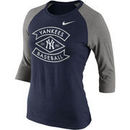 New York Yankees Nike Women's Tri-Blend Raglan Three-Quarter Sleeve T-Shirt - Navy