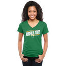 Norfolk State Spartans Women's Double Bar Tri-Blend V-Neck T-Shirt - Green