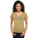Cal Poly Mustangs Women's Classic Wordmark Tri-Blend V-Neck T-Shirt - Khaki