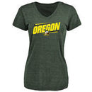 Oregon Ducks Women's Double Bar Tri-Blend V-Neck T-Shirt - Green