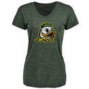 Oregon Ducks Women's Classic Primary Tri-Blend V-Neck T-Shirt - Green