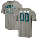 Men's Gray Philadelphia Eagles Distressed Custom Name & Number Tri-Blend T-Shirt