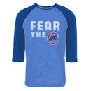 Chicago Cubs Majestic Threads Fear Tri-Blend Raglan 3/4-Sleeve T-Shirt - Royal