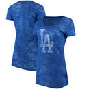 Los Angeles Dodgers Majestic Threads Women's Burnout Scoop Neck T-Shirt - Royal