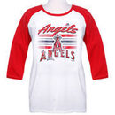 Los Angeles Angels Majestic Women's Plus Size 3/4 Sleeve Raglan T-Shirt - White/Red