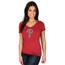 Philadelphia Phillies Majestic Women's Dream of Diamonds Logo V-Neck T-Shirt - Red