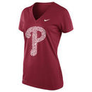 Philadelphia Phillies Nike Women's Legend Graphic Logo V-Neck Performance T-Shirt - Red