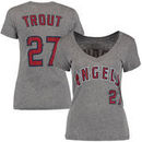 Mike Trout Los Angeles Angels Majestic Threads Women's Name and Number V-Neck T-Shirt - Gray