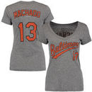 Manny Machado Baltimore Orioles Majestic Threads Women's Name and Number V-Neck T-Shirt - Gray