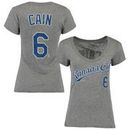 Lorenzo Cain Kansas City Royals Majestic Threads Women's Name and Number V-Neck T-Shirt - Gray