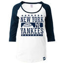 New York Yankees 5th & Ocean by New Era Women's Athletic Baby Jersey T-Shirt - White/Navy