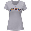 New York Mets Majestic Women's Plus Size Wordmark T-Shirt - Gray