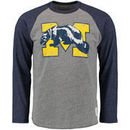 Michigan Wolverines Original Retro Brand Tri-Blend Vintage Raglan Long Sleeve T-Shirt - Heathered Gray/Heathered Navy