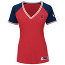 Los Angeles Angels Majestic Women's Plus Size League Diva Cool Base V-Neck T-Shirt - Red