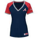Atlanta Braves Majestic Women's Plus Size League Diva Cool Base V-Neck T-Shirt - Navy
