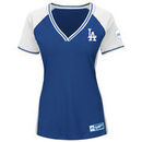 Los Angeles Dodgers Majestic Women's Plus Size League Diva Cool Base V-Neck T-Shirt - Royal