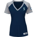 Seattle Mariners Majestic Women's Plus Size League Diva Cool Base V-Neck T-Shirt - Navy