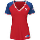 Philadelphia Phillies Majestic Women's Plus Size League Diva Cool Base V-Neck T-Shirt - Red