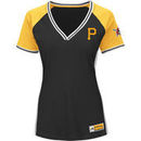 Pittsburgh Pirates Majestic Women's Plus Size League Diva Cool Base V-Neck T-Shirt - Black