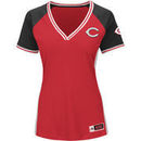 Cincinnati Reds Majestic Women's Plus Size League Diva Cool Base V-Neck T-Shirt - Red