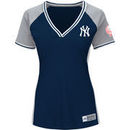 New York Yankees Majestic Women's Plus Size League Diva Cool Base V-Neck T-Shirt - Navy