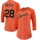 Buster Posey San Francisco Giants Majestic Threads Women's 3/4-Sleeve Raglan Name & Number T-Shirt - Orange