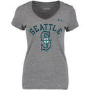 Seattle Mariners Under Armour Women's Tri-Blend V-Neck Performance T-Shirt - Gray