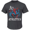 Oakland Athletics Majestic Marvel Spiderman T-Shirt - Charcoal