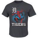 Detroit Tigers Majestic Marvel Spiderman T-Shirt - Charcoal