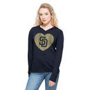 San Diego Padres '47 Women's Primetime Heart Hoodie - Navy