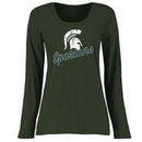 Michigan State Spartans Women's Plus Sizes Slant Script Long Sleeve T-Shirt - Green