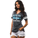Cam Newton Carolina Panthers Majestic Women's Key Performance Name and Number Tri-Blend V-Neck T-Shirt - Charcoal