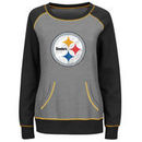 Pittsburgh Steelers Majestic Women's Overtime Queen Crew Neck Sweatshirt - Gray/Black