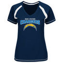 San Diego Chargers Majestic Women's Game Day Tradition V-Neck T-Shirt - Navy