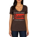 Cleveland Browns Women's Draw Play V-Neck T-Shirt - Brown