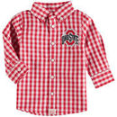 Ohio State Buckeyes Infant Logan Gingham Button-Down Long Sleeve Shirt - Scarlet