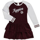 Texas A&M Aggies Girls Toddler Kacey Long Sleeve Raglan Ruffle Dress - Maroon