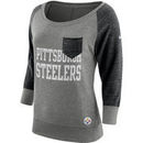 Pittsburgh Steelers Nike Women's Tailgate Vintage Raglan 3/4-Sleeve T-Shirt - Heathered Gray/Black