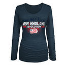New England Revolution 5th & Ocean by New Era Women's Tri-Blend U-Neck Long Sleeve T-Shirt - Heather Navy
