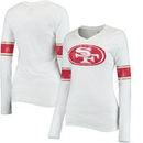 San Francisco 49ers Juniors Team Leader V-Neck Long Sleeve T-Shirt - White