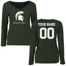 Michigan State Spartans Women's Personalized Basketball Long Sleeve T-Shirt - Green