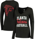 Atlanta Falcons Women's Blitz 2 Hit Long Sleeve V-Neck T-Shirt - Black